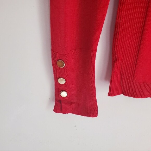 JM Collection Red Sweater with Gold Buttons PS - Picture 2 of 3